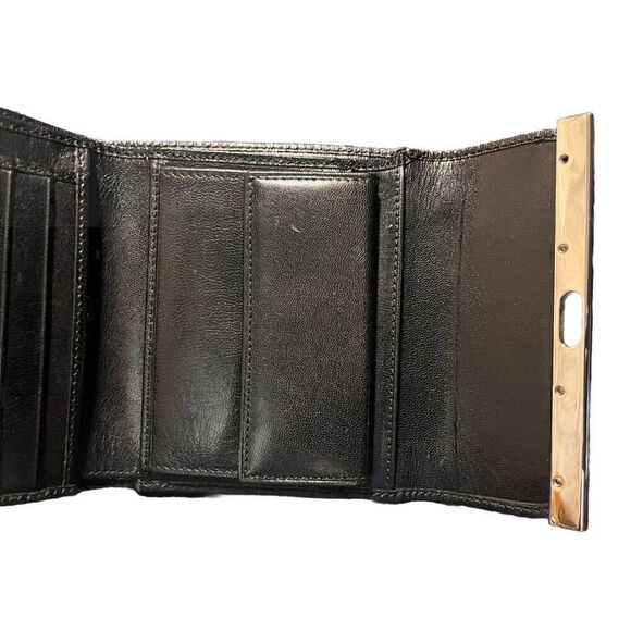 Vintage Salvatore Ferragamo Hook Bi Fold Wallet Black Pebbled Leather COA - Picture 3 of 11